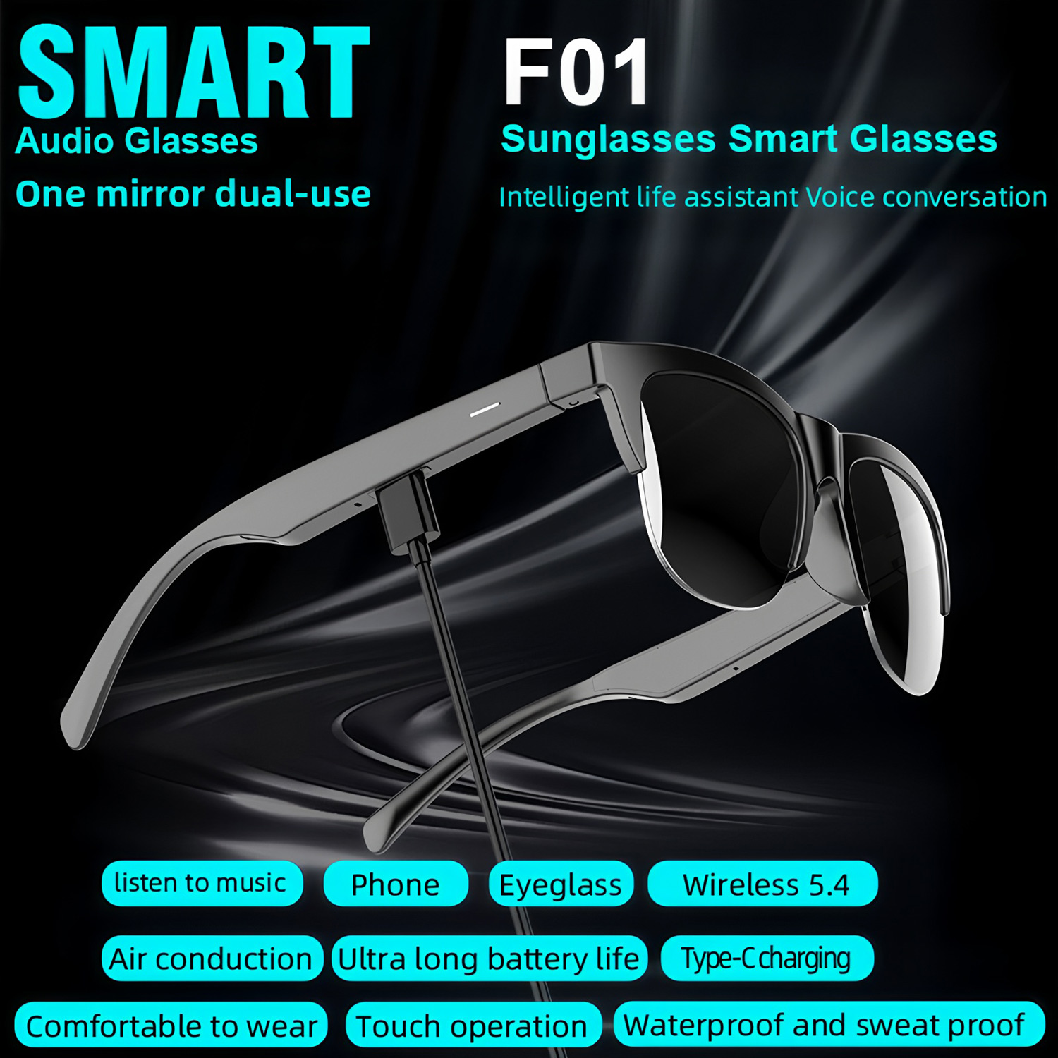 Kacamata Hitam Audio Cerdas de - Bluetooth Headset On Ear ulasan dan harga