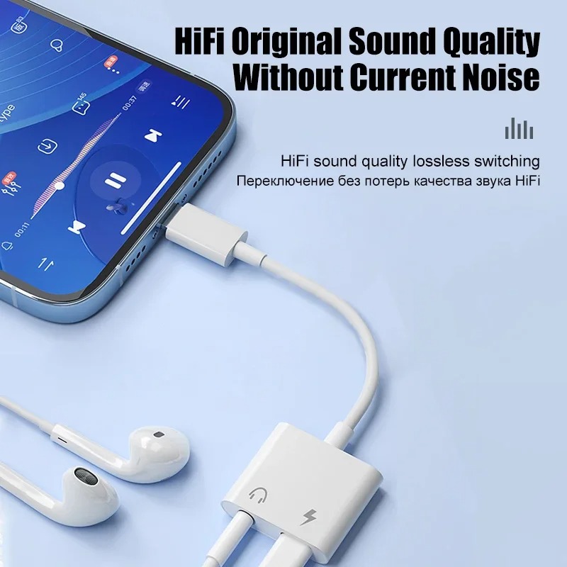 Adaptor Audio Untuk iPhone 14  - Earphone Splitter Jack ulasan dan harga